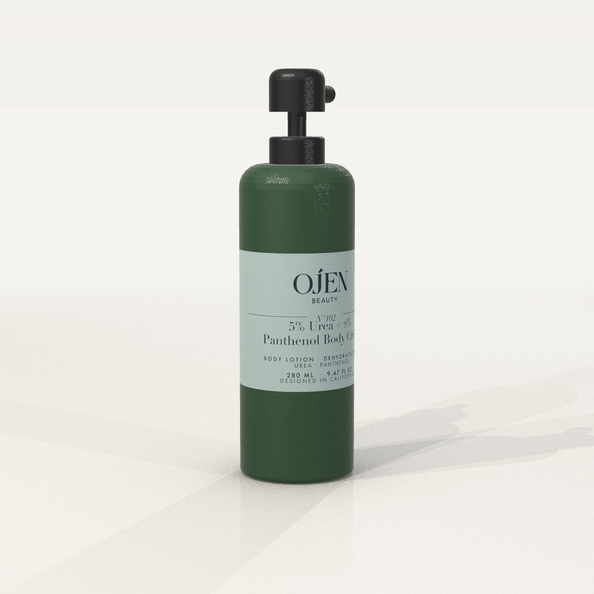 Ojen® N°102 5% Urea + 2% Panthenol Body Cream (Green Bottle) — angled view