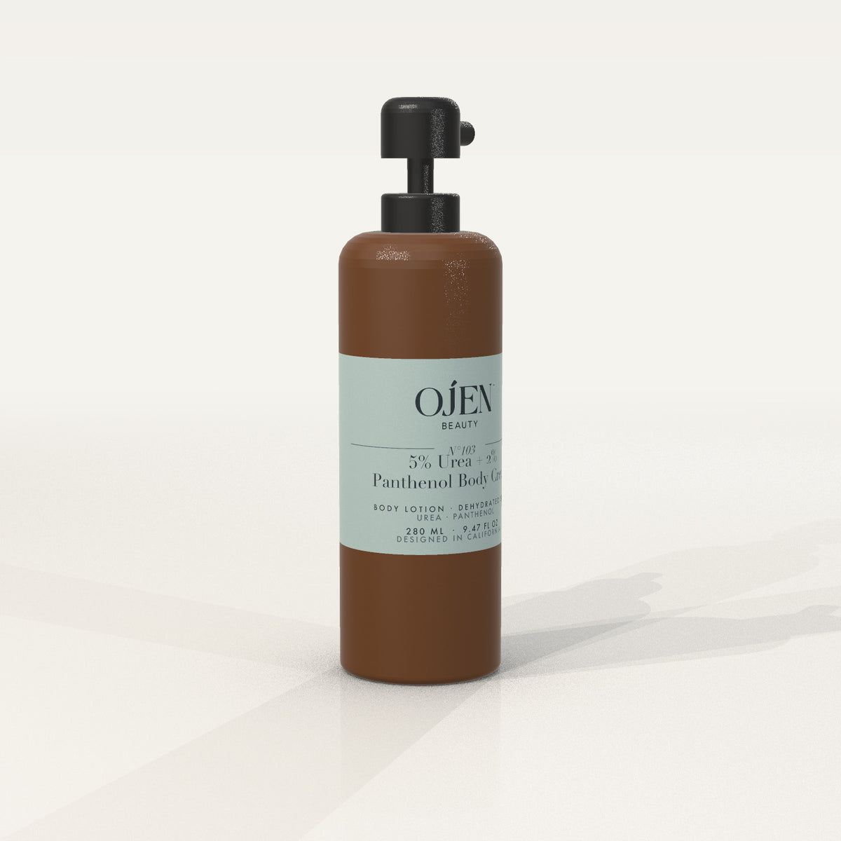 Ojen® N°103 5% Urea + 2% Panthenol Body Cream (Amber Bottle) — angled view
