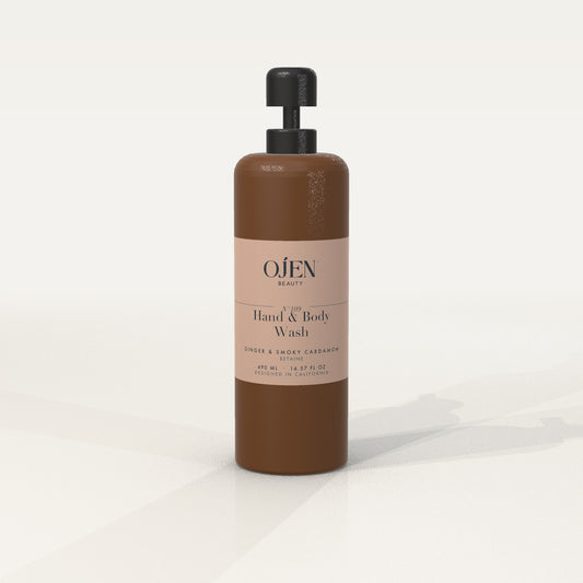 Ojen® N°109 Hand & Body Wash, Ginger & Smoky Cardamom (Amber Bottle) — front