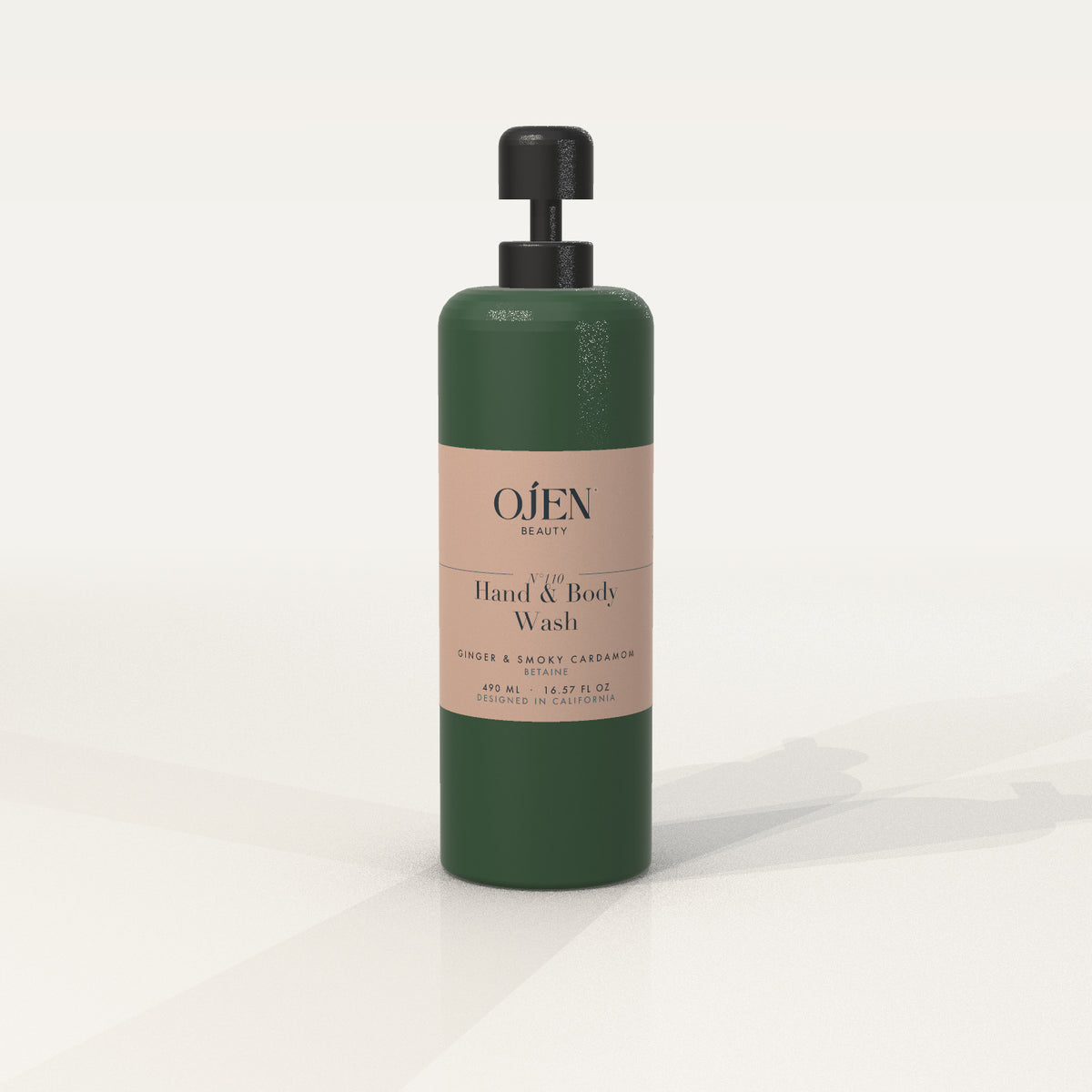 Ojen® N°110 Hand & Body Wash, Ginger & Smoky Cardamom (Green Bottle) — front