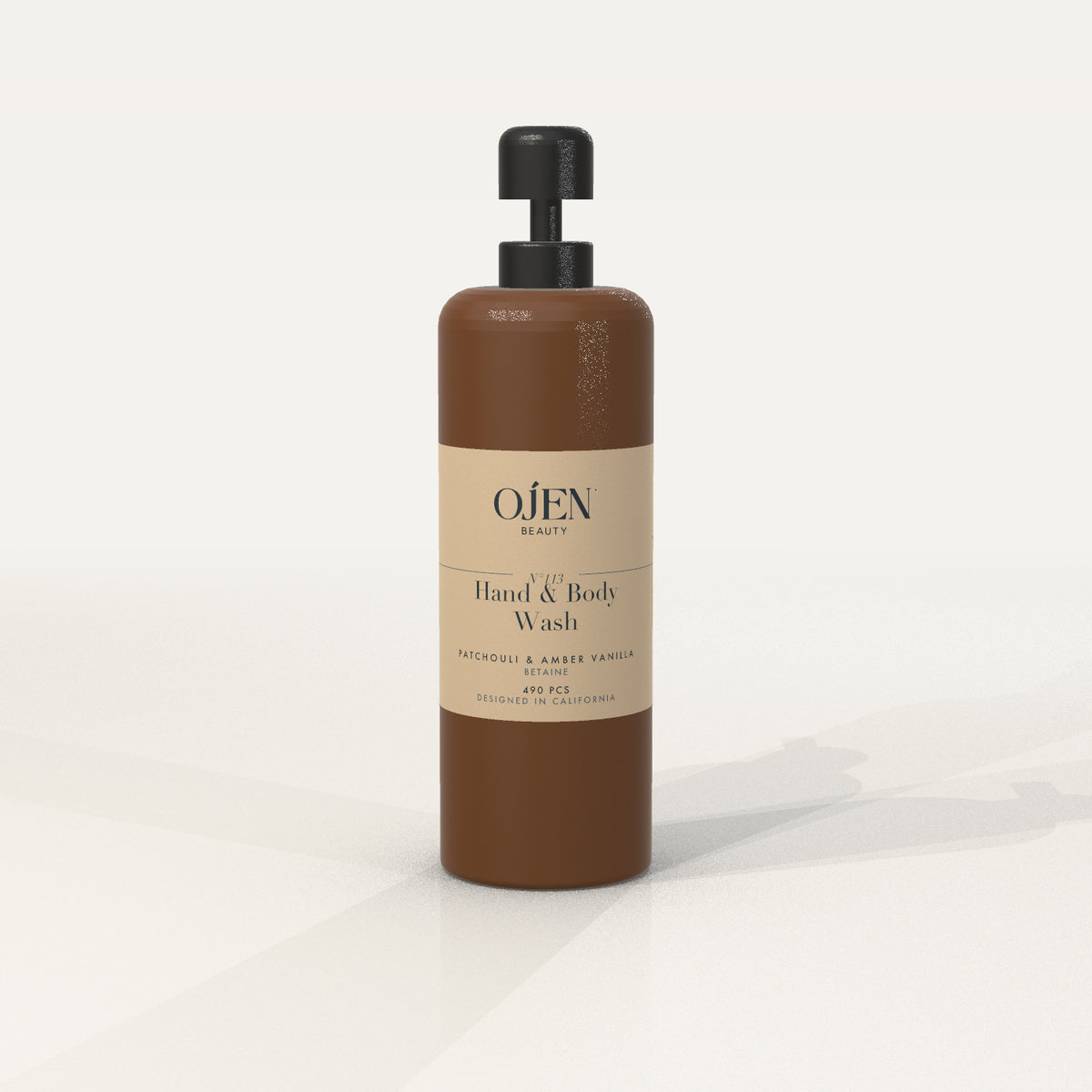 Ojen® N°113 Hand & Body Wash, Patchouli & Amber Vanilla (Amber Bottle) — front