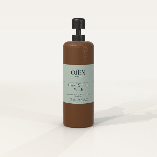 Ojen® N°115 Hand & Body Wash, Peppermint & Dark Cedar (Amber Bottle) — front