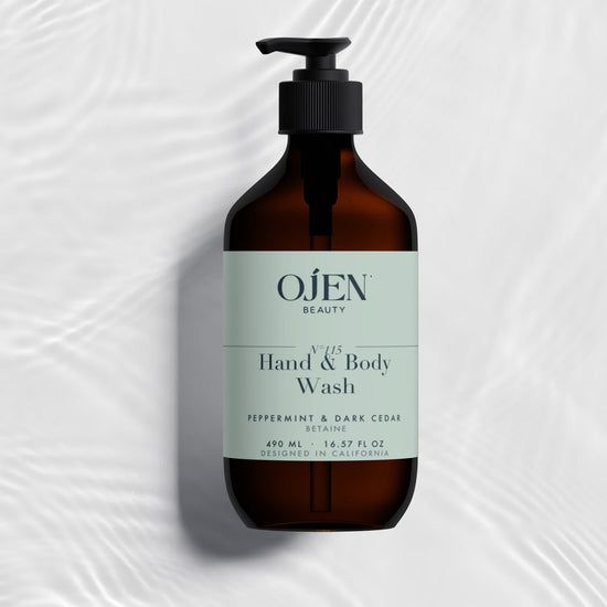 Ojen® N°115 Hand & Body Wash, Peppermint & Dark Cedar (Amber Bottle) — studio