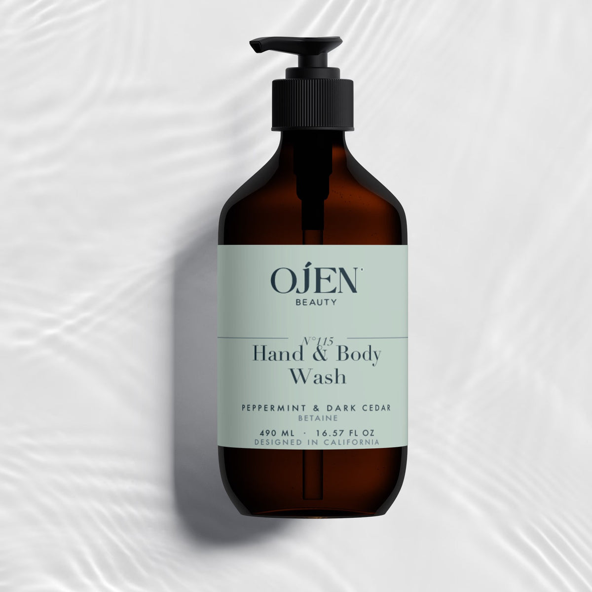 Ojen® N°115 Hand & Body Wash, Peppermint & Dark Cedar (Amber Bottle) — studio