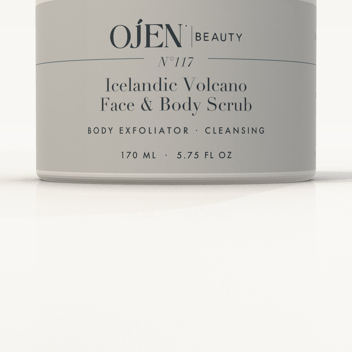 Ojen® N°117 Icelandic Volcano Face & Body Scrub — label detail