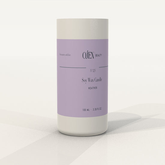 Ojen® N°125 Soy Wax Candle, Heather — angled view