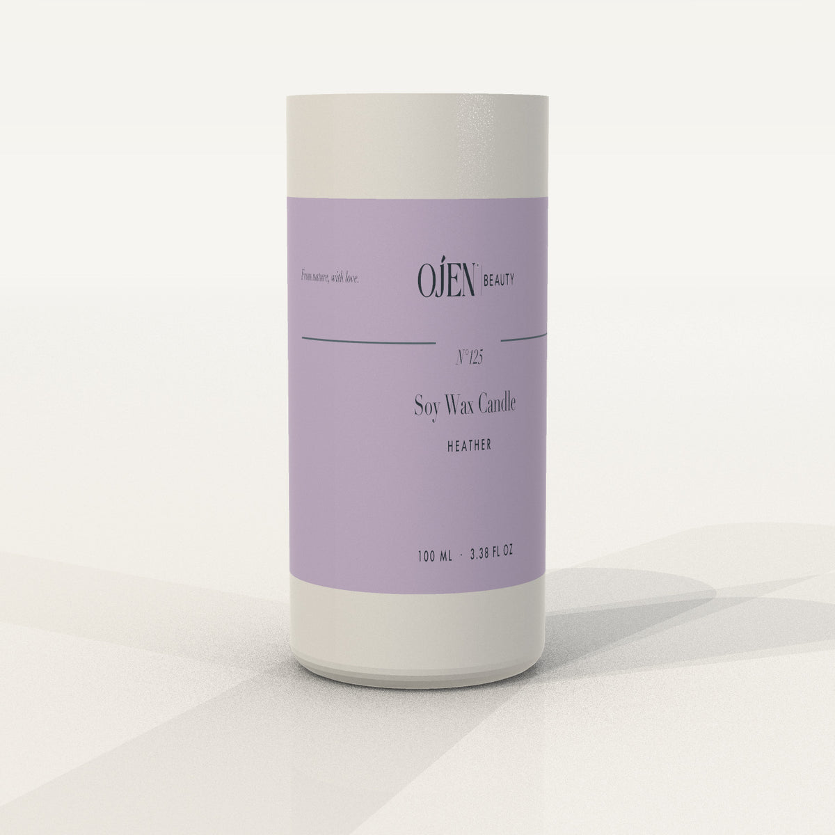 Ojen® N°125 Soy Wax Candle, Heather — angled view
