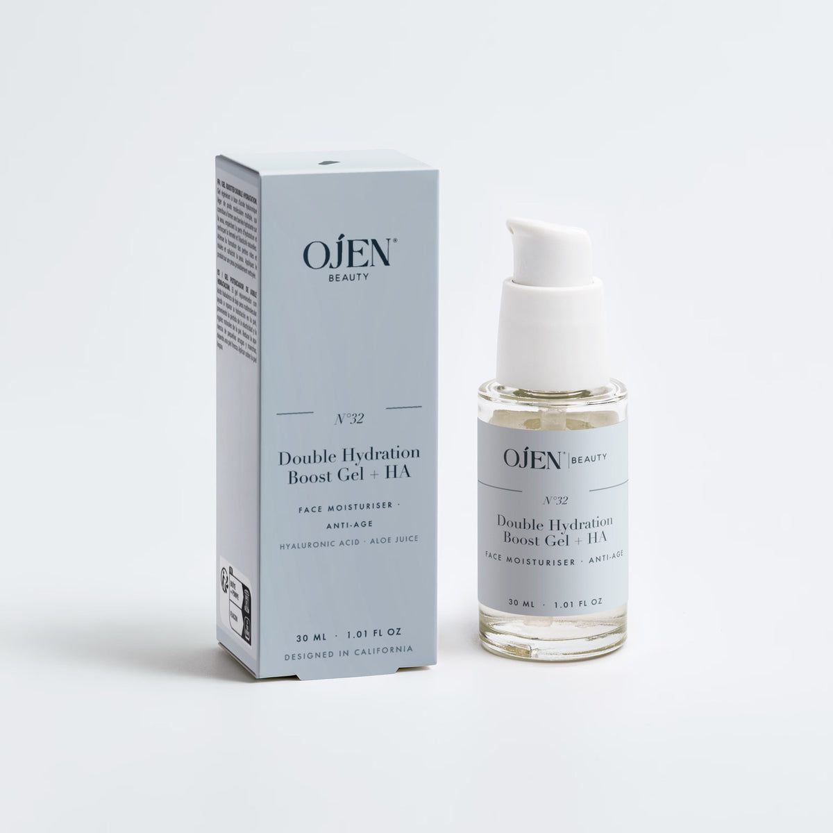 Ojen® N°32 Double Hydration Boost Gel + HA — with its box