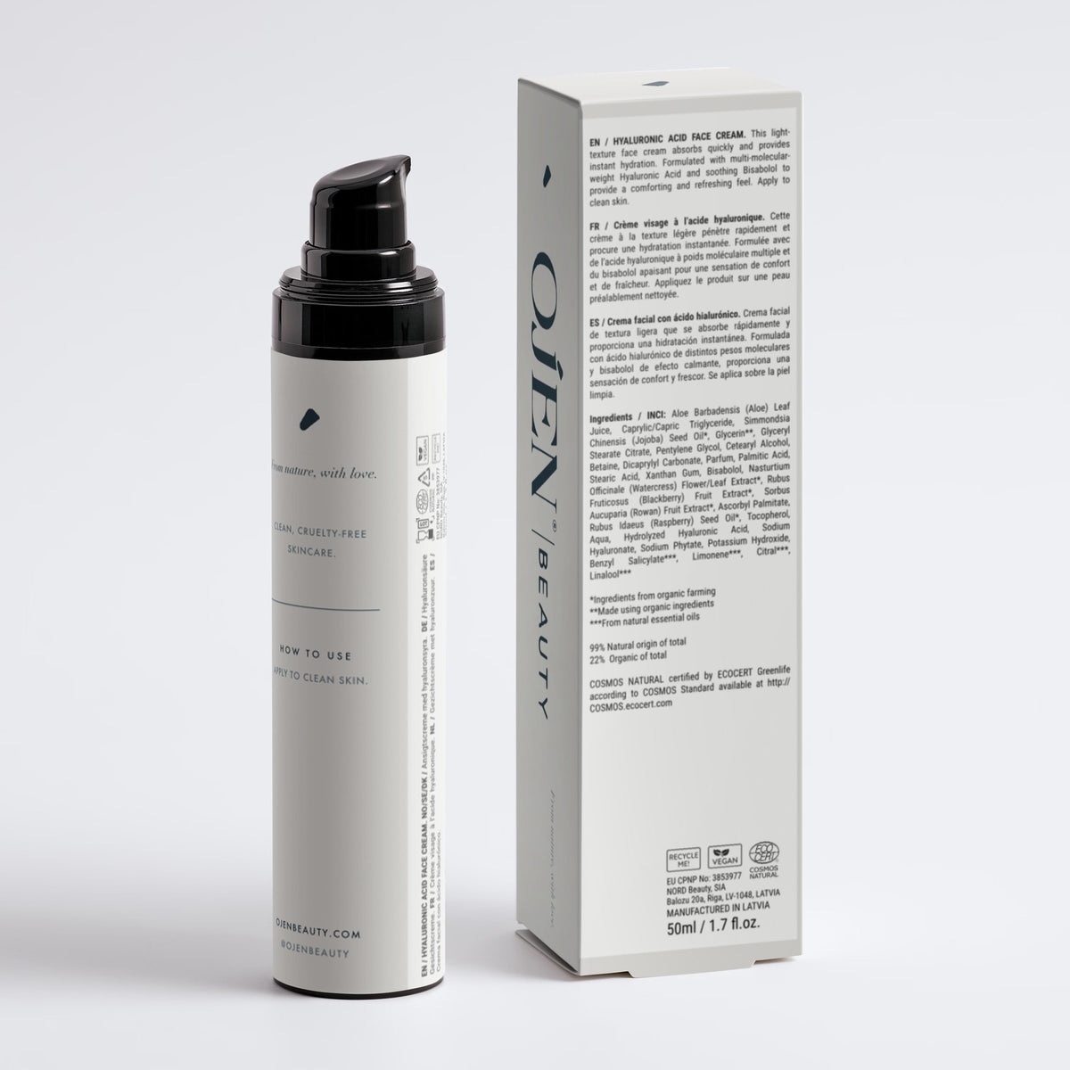 Ojen® N°36 Hyaluronic Acid Face Cream for Men — with its box