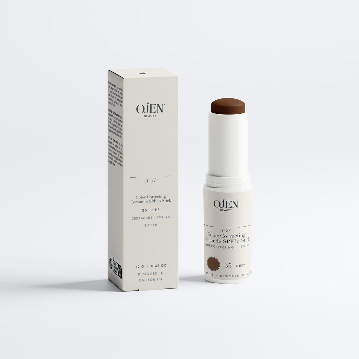 Ojen® N°77 Color Correcting Ceramide SPF30 Stick – 35 Deep — with its box