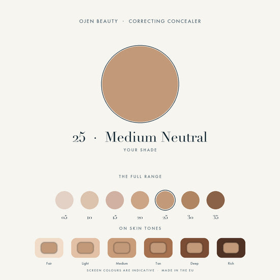 Ojen® N°85 Correcting Concealer, 25 Medium Neutral — shade chart