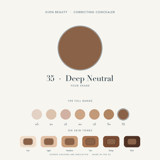 Ojen® N°87 Correcting Concealer, 35 Deep Neutral — shade chart