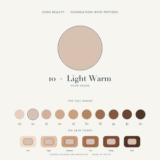 Ojen® N°90 Foundation with Peptides, 10 Light Warm — shade chart