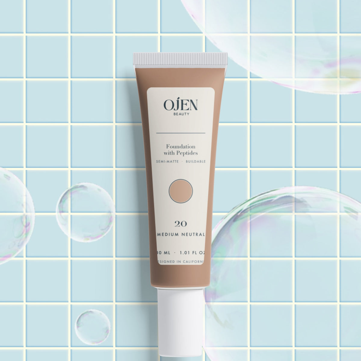 Ojen® N°92 Foundation with Peptides, 20 Medium Neutral — with its box