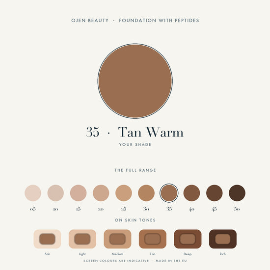 Ojen® N°94 Foundation with Peptides, 35 Tan Warm — shade chart