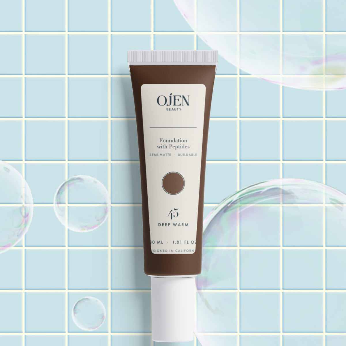 Ojen® N°96 Foundation with Peptides, 45 Deep Warm — with its box