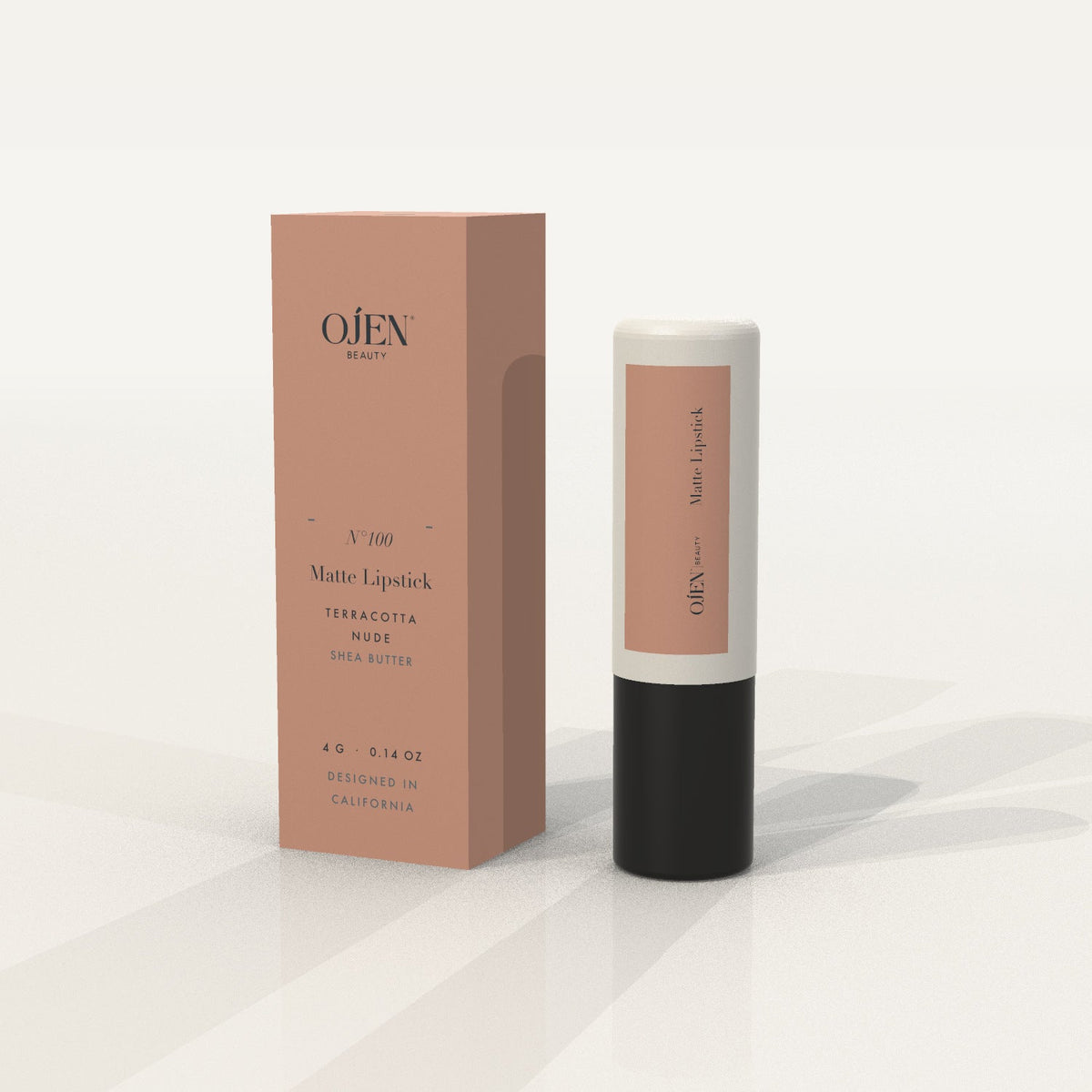 Ojen® N°100 Matte Lipstick, Terracotta Nude — with carton