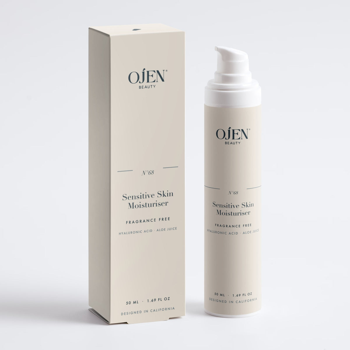 Ojen® N°68 Sensitive Skin Moisturiser, Fragrance Free — with its box